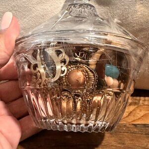 Gold Tone Mystery Jewelry Jar